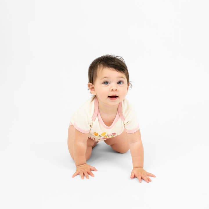 White Multi Hey Y'all Western Cotton Ringer Baby Onesie for wholesale on Faire3