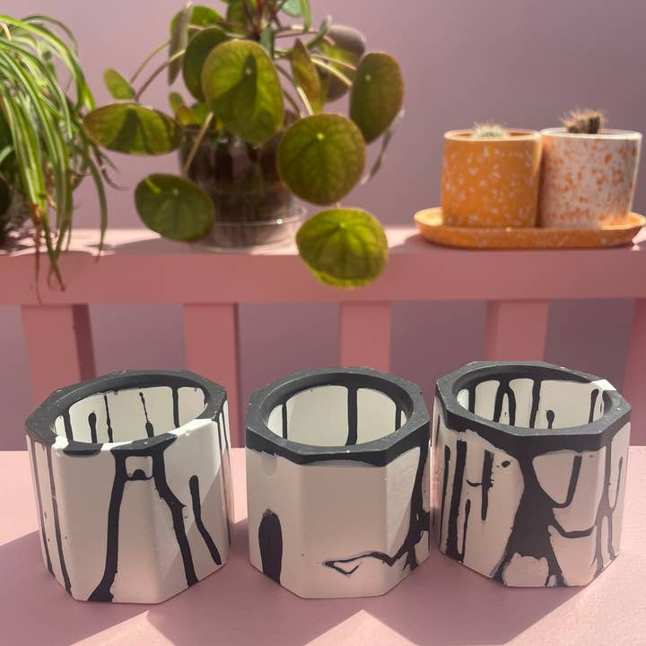 Juego de velas de té (3 piezas) - Black & White Graffiti para venta al por mayor de Made By Robyn