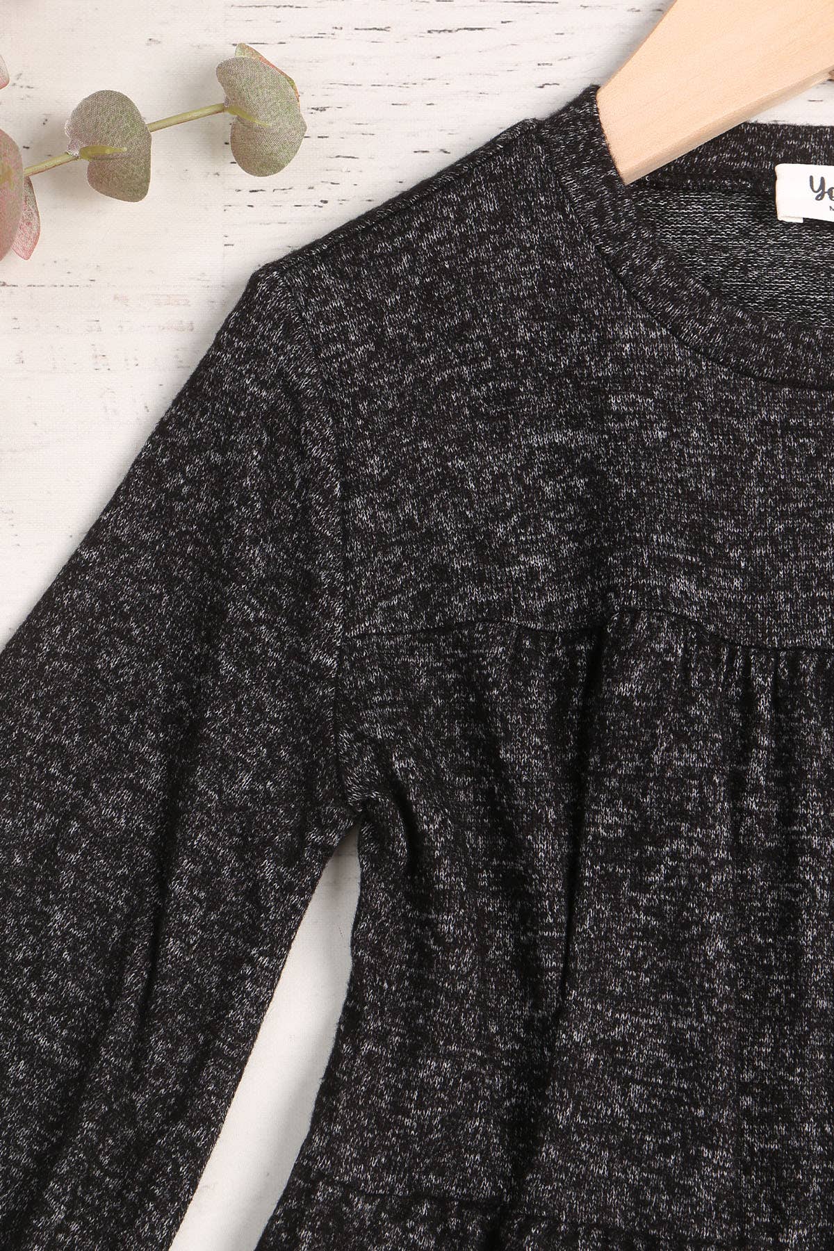 You & Me - Wholesale Dress - Kids - YMD10064TKV-KIDS PUFF LONG SLEEVE TIERED HACCI BRUSHED DRESS10