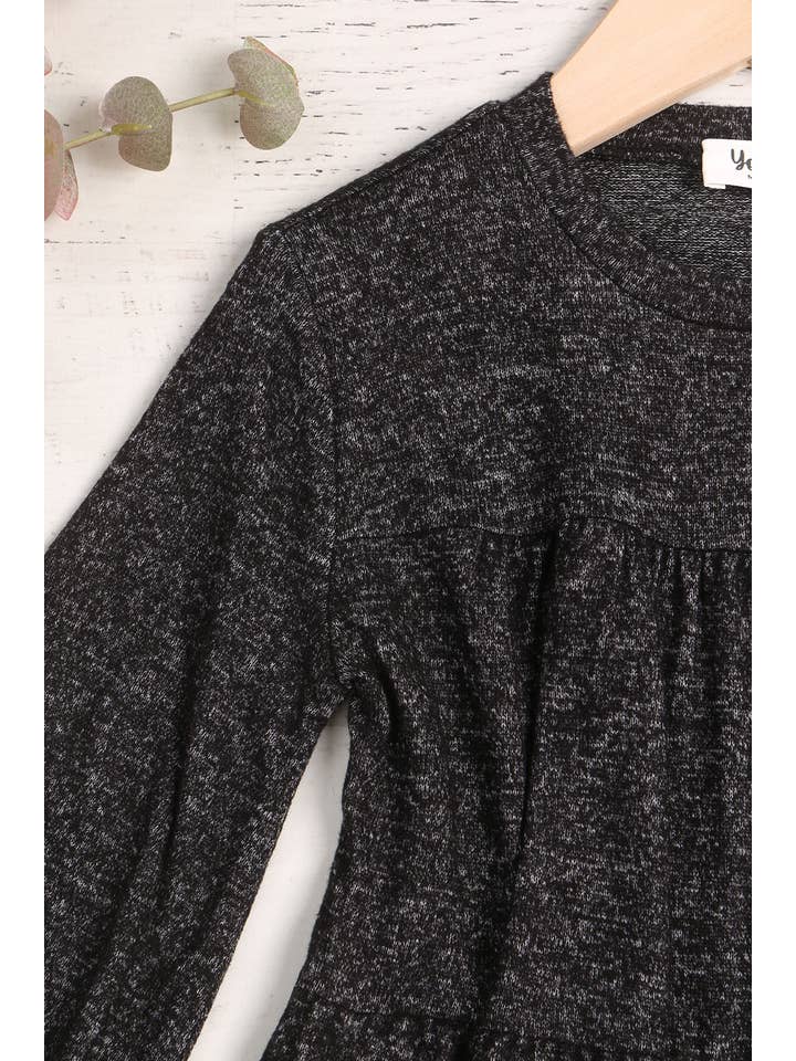 You & Me - Wholesale Dress - Kids - YMD10064TKV-KIDS PUFF LONG SLEEVE TIERED HACCI BRUSHED DRESS10