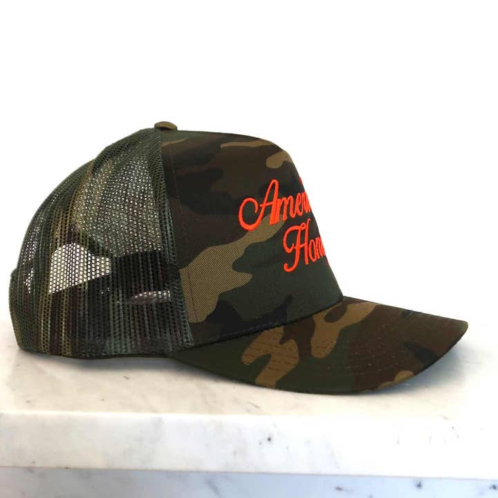 Sundrop - Wholesale Trucker Hat - Women's - American Honey Camouflage Embroidered Hat - Neon Red Orange2