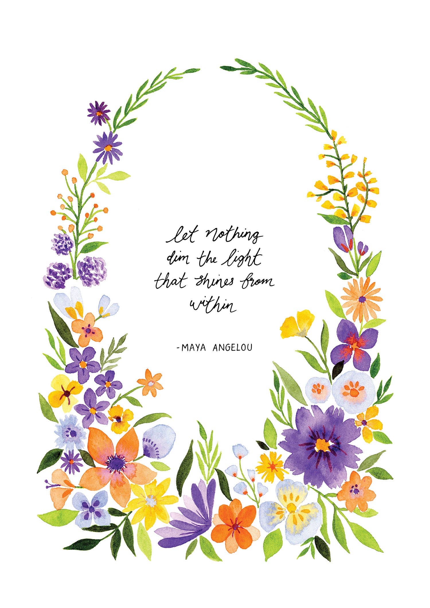Anna Lau Art - Wholesale Art Print - Maya Angelou A4 Watercolour Floral Art Print1