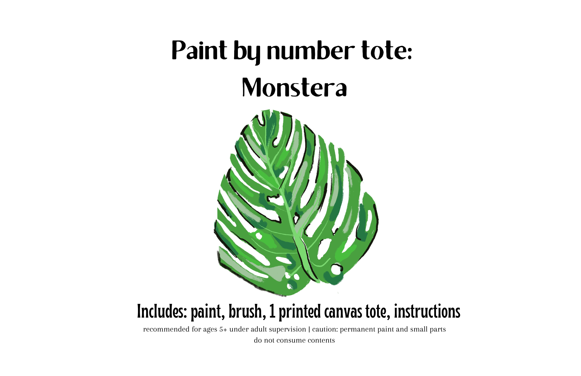 Green Stitches - Wholesale DIY Craft Kit - Monstera paint-by-number tote kit1
