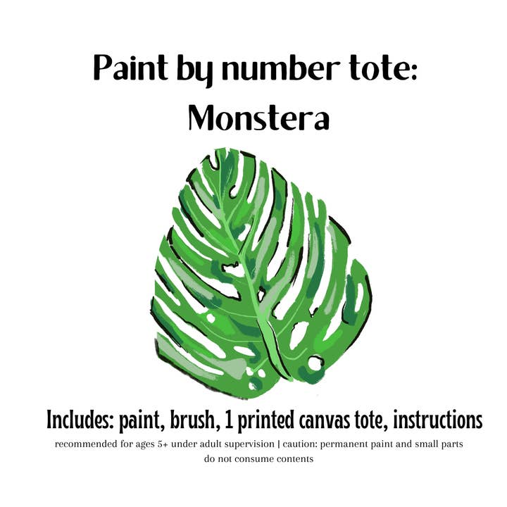 Green Stitches - Wholesale DIY Craft Kit - Monstera paint-by-number tote kit1