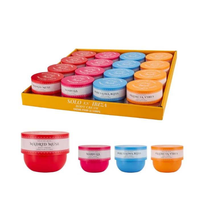 Solo En Ibiza Body Cream PDQ Display 16pc 8oz for wholesale by United Scents