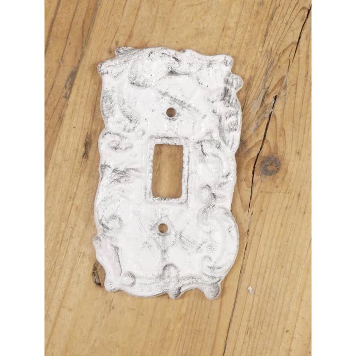Midwest Craft House - Wholesale Light Switch Cover/Plate - CAST IRON DISTRESSED WHITE LIGHT SWITCH PLATE COVER
