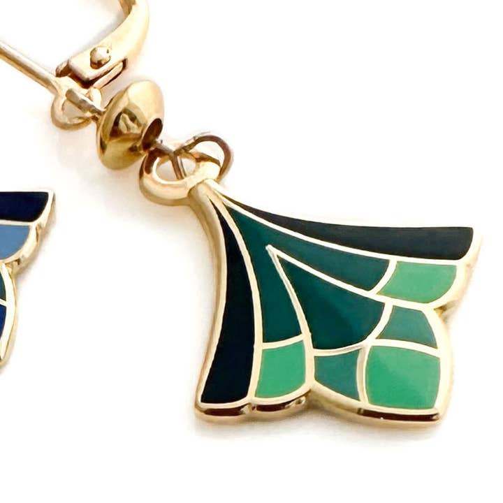 Art Deco II Green Earrings for wholesale by Kinzoku