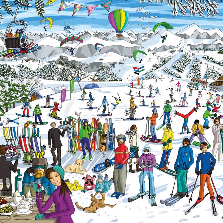 FUN ON THE SLOPES - Emma Joustra Jigsaw Puzzle for wholesale by Great British Jigsaws