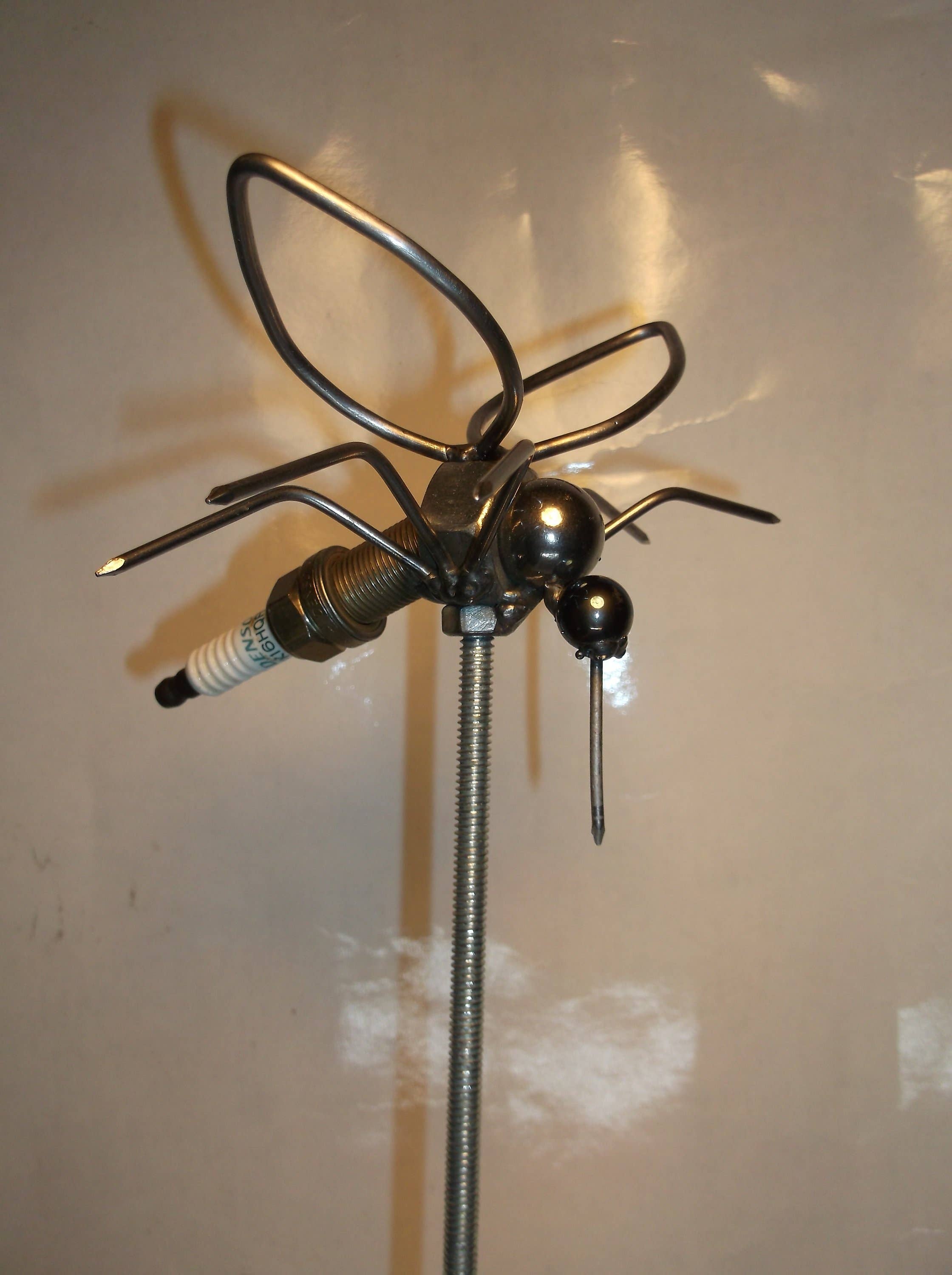 Creations Welded - Wholesale Garden/Lawn Stake - Mosquito Spark Plug Garden Stake, Metal Yard Art Insect4