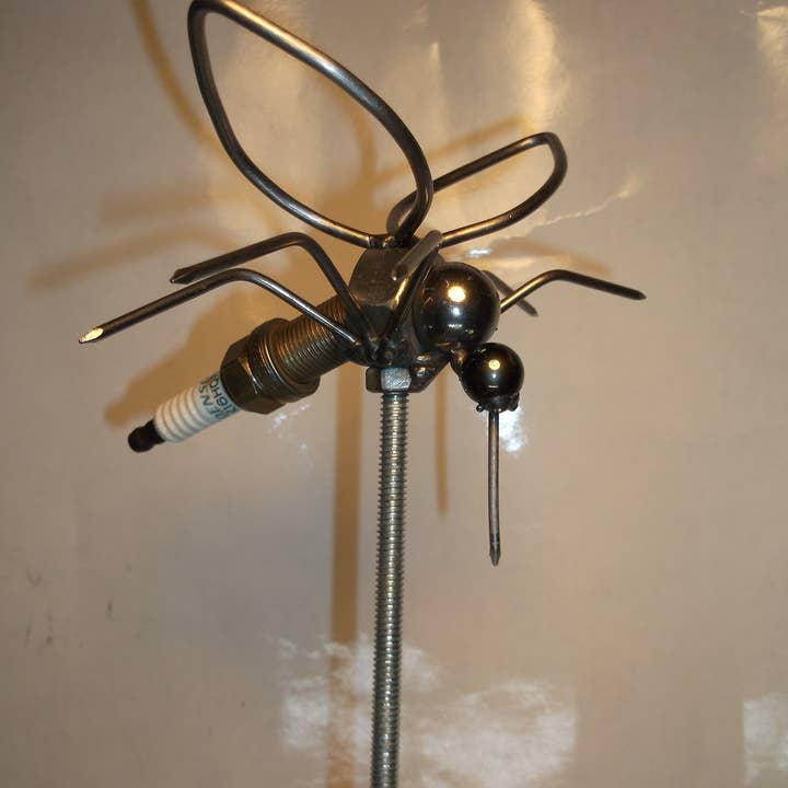 Creations Welded - Wholesale Garden/Lawn Stake - Mosquito Spark Plug Garden Stake, Metal Yard Art Insect4