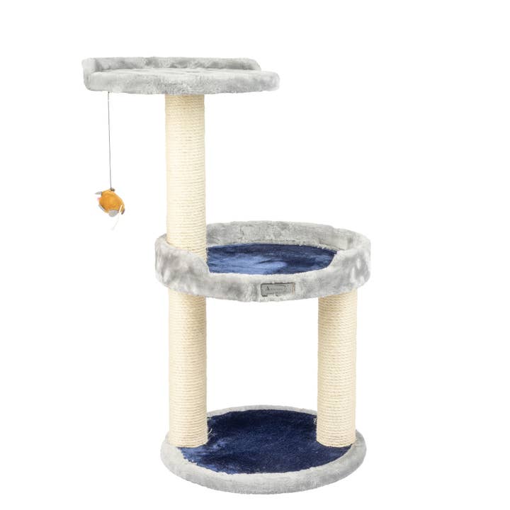 3 Level Real Wood Cat scratcher, x2905, Gray W Plush Perch for wholesale by Armarkat