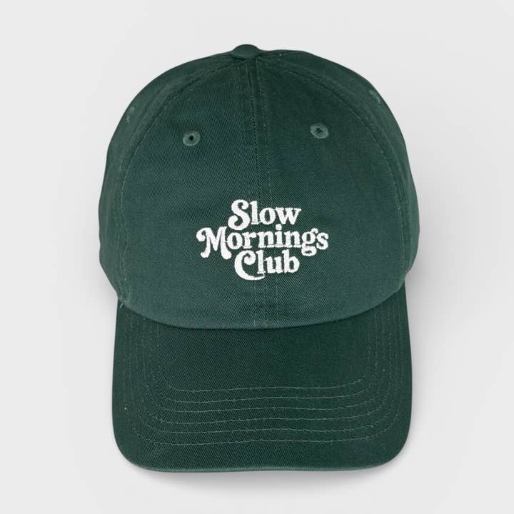 Slow Mornings Club Embroidered Dad Hat for wholesale by Studio Notion