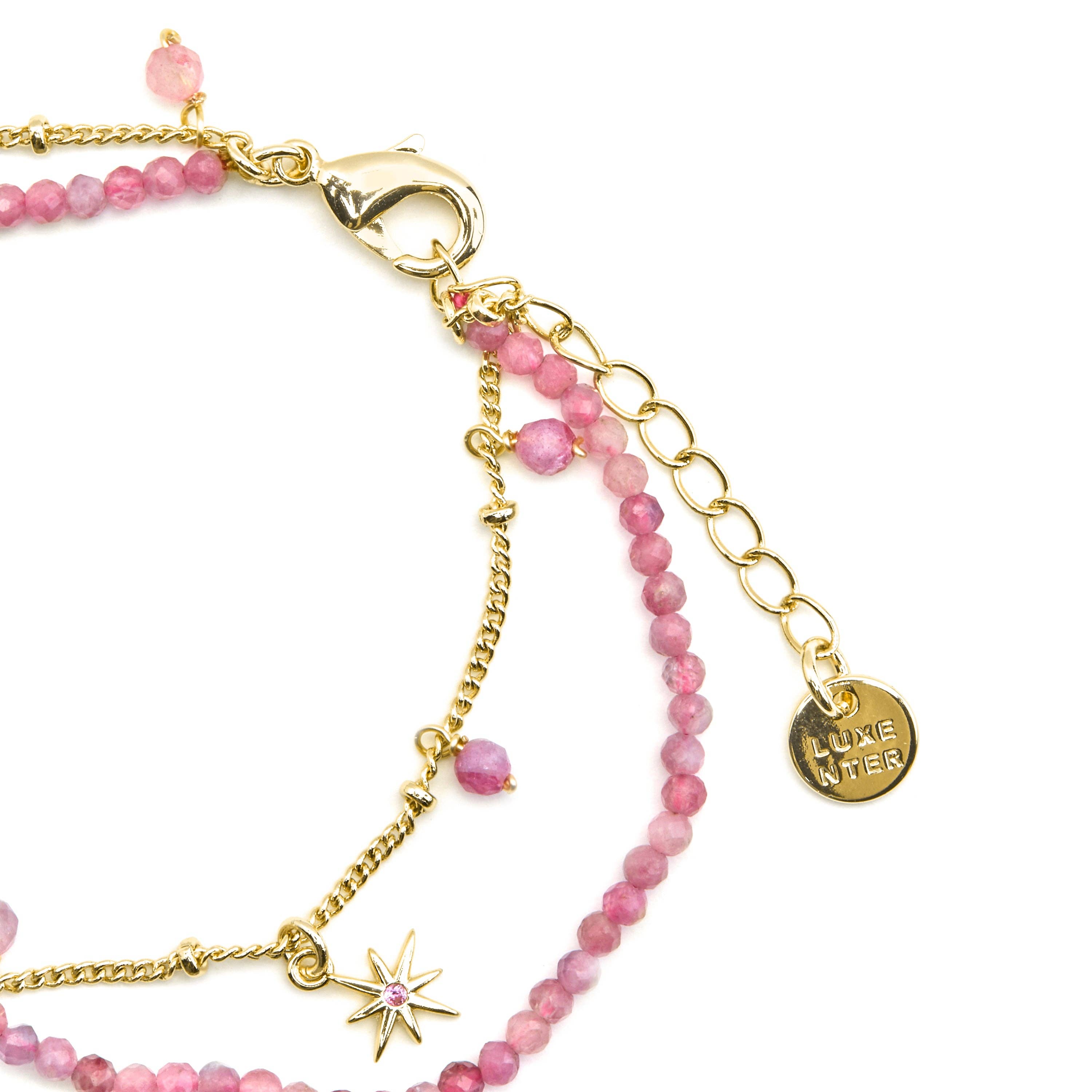 Luxenter - Wholesale Beaded Bracelet - Pulsera con Cristal Rosa acabado oro 18k - Ethal3