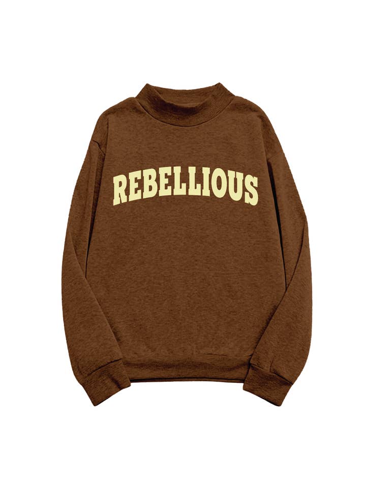 Brown Rebellious Mockneck for wholesale by Raw & Rebellious