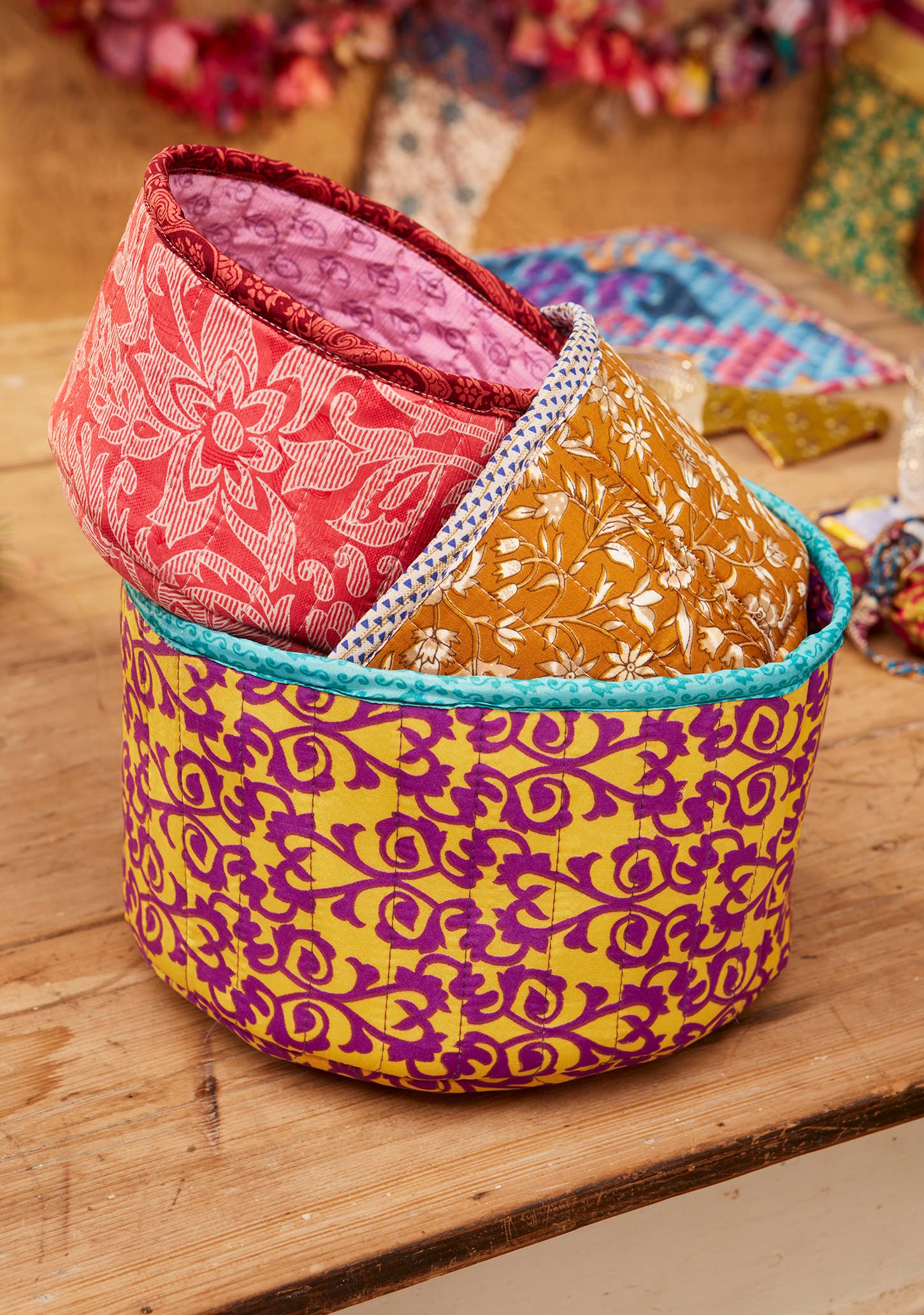 Namaste - Wholesale Basket - Recycled Sari Nested Basket Set of 31