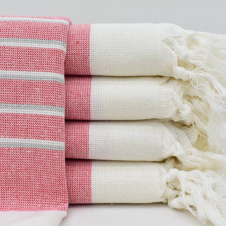 Organic Turkish Towels - Wholesale Hand Towel - Red Terry Hand Towel, Organic Cotton Towel Mtl-Eftly-Pshkr