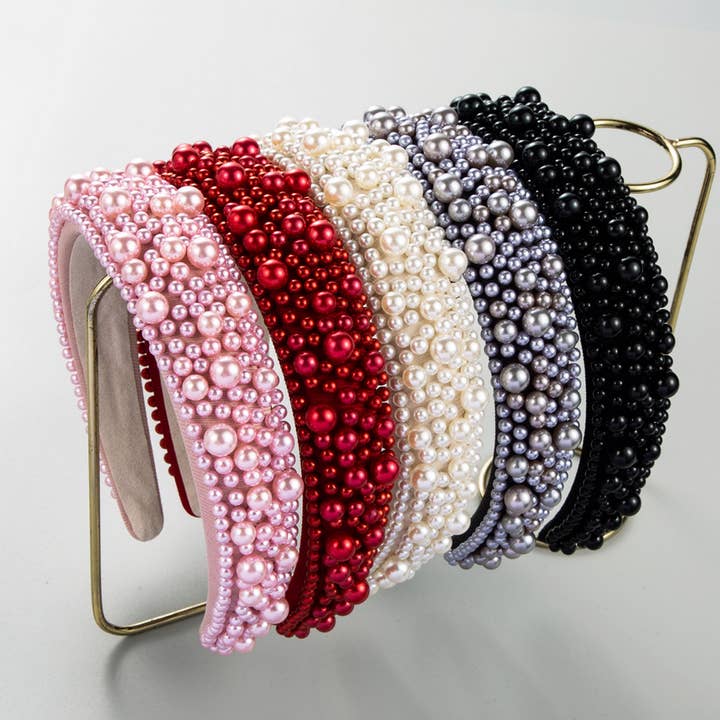 WOMEN VERSATILE SPONGE PEARL HEADBAND_CWAHA0823 for wholesale by ACCITY