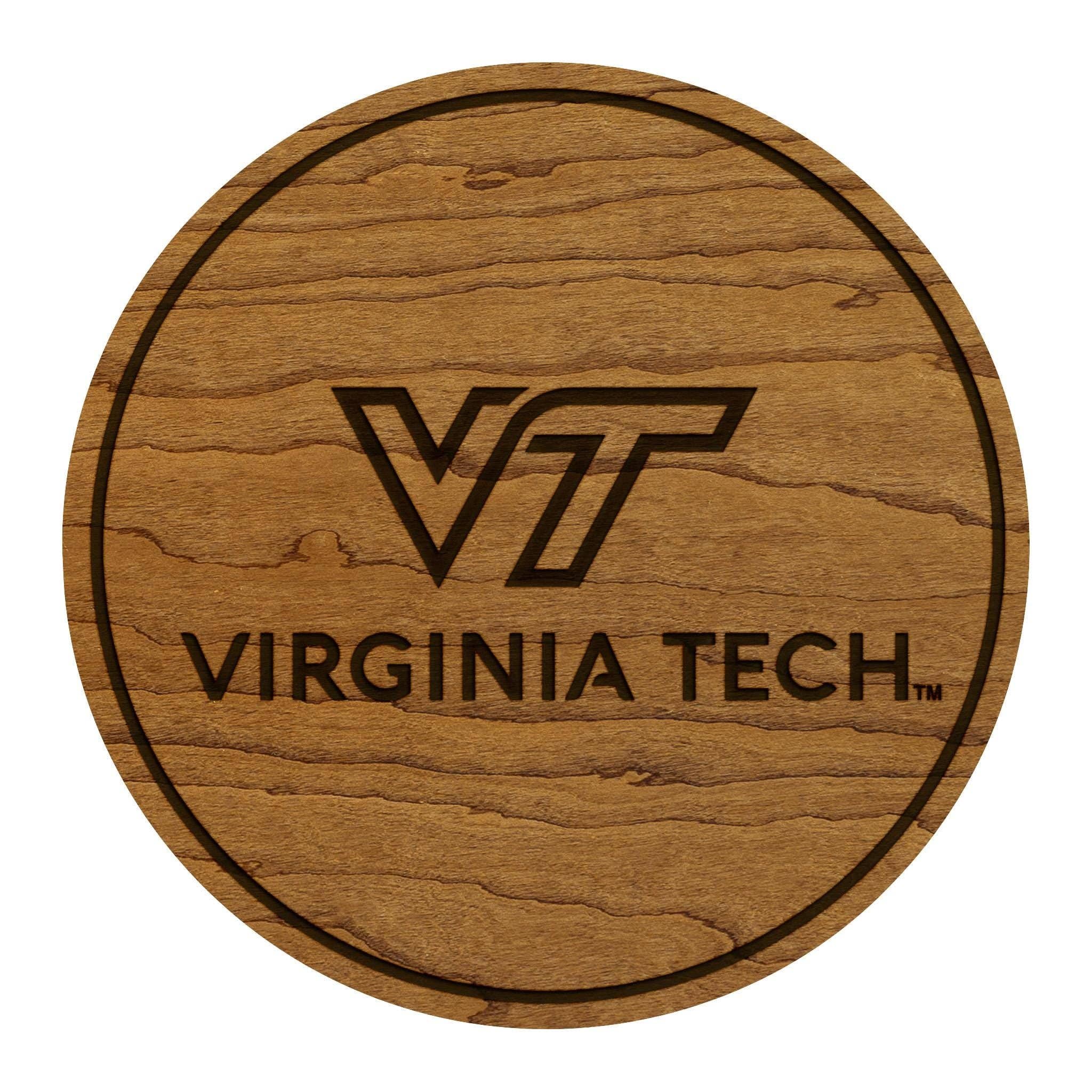 LazerEdge - Wholesale Coasters - Virginia Tech University Academic Mark Coaster – Crafted from Cherry or Maple Wood – Virginia Tech Hokies0