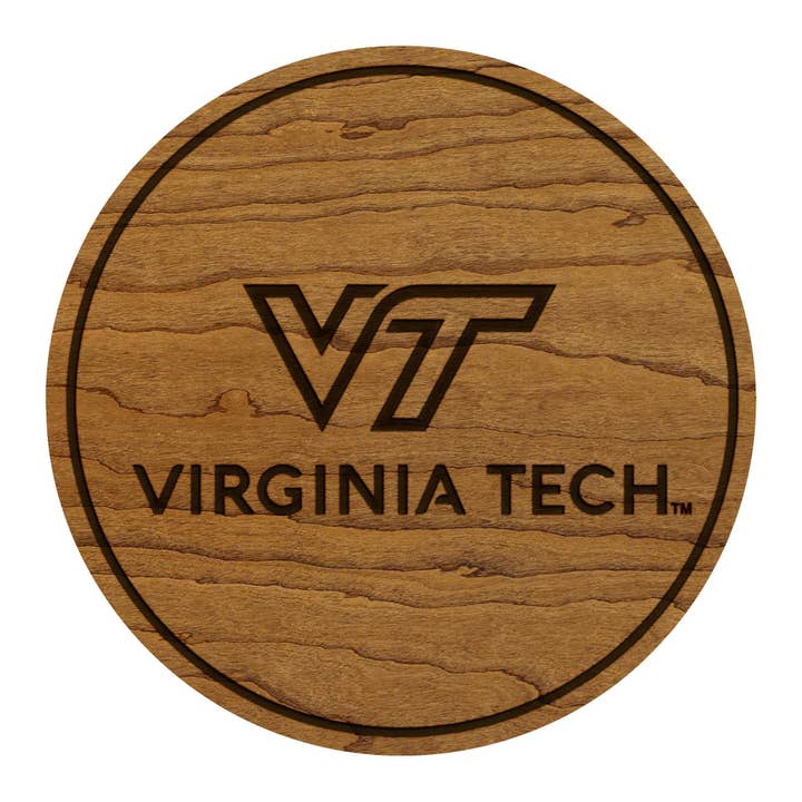 LazerEdge - Wholesale Coasters - Virginia Tech University Academic Mark Coaster – Crafted from Cherry or Maple Wood – Virginia Tech Hokies