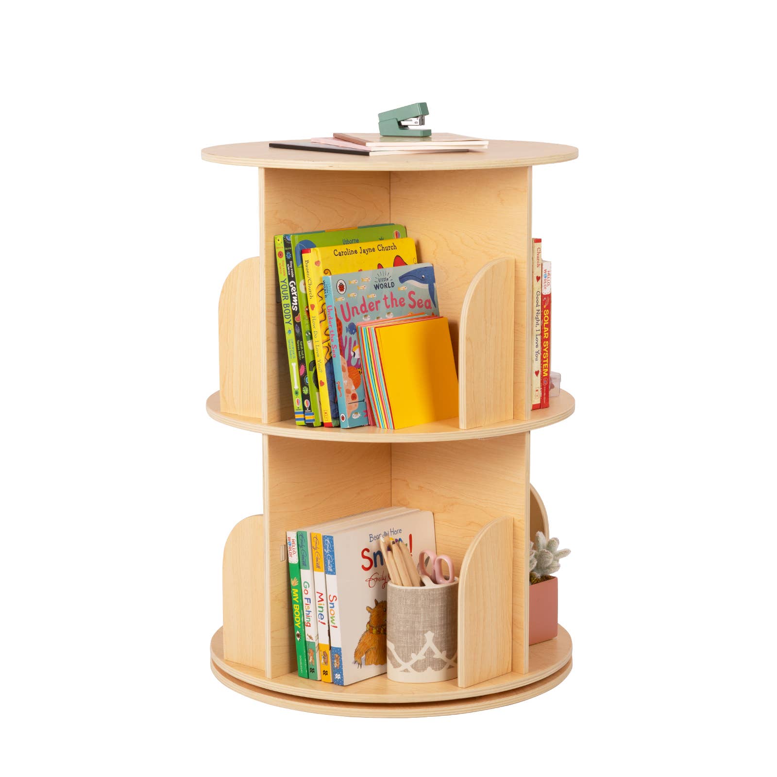 Clear 2-Tier Rotating Bookshelf, Ideal bookcase for Small Space for wholesale on Faire