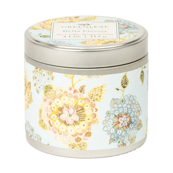 Bella Freesia Tin Candle 6pk for wholesale by Greenleaf Gifts