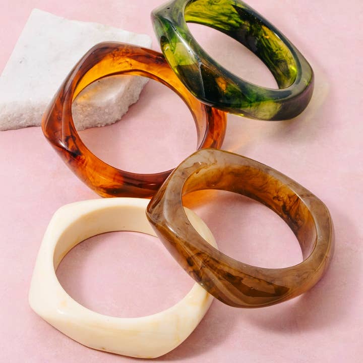 The Looks by Fame Accessories - Wholesale Bangle Bracelet - Large Marble Resin Bangle Bracelet2