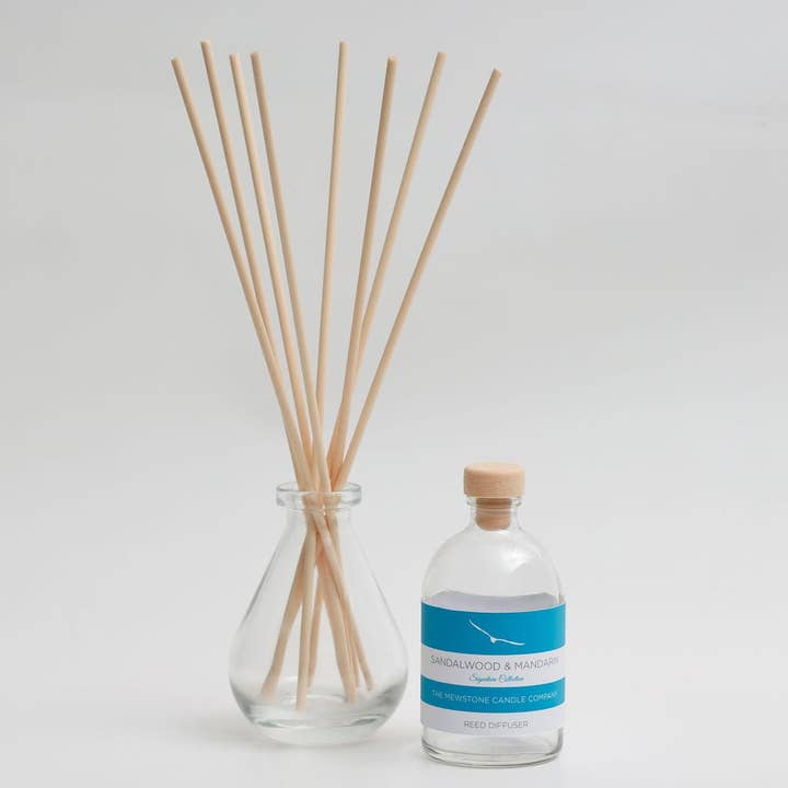 Sandalwood & Mandarin Reed Diffuser for wholesale by The Mewstone Candle Company