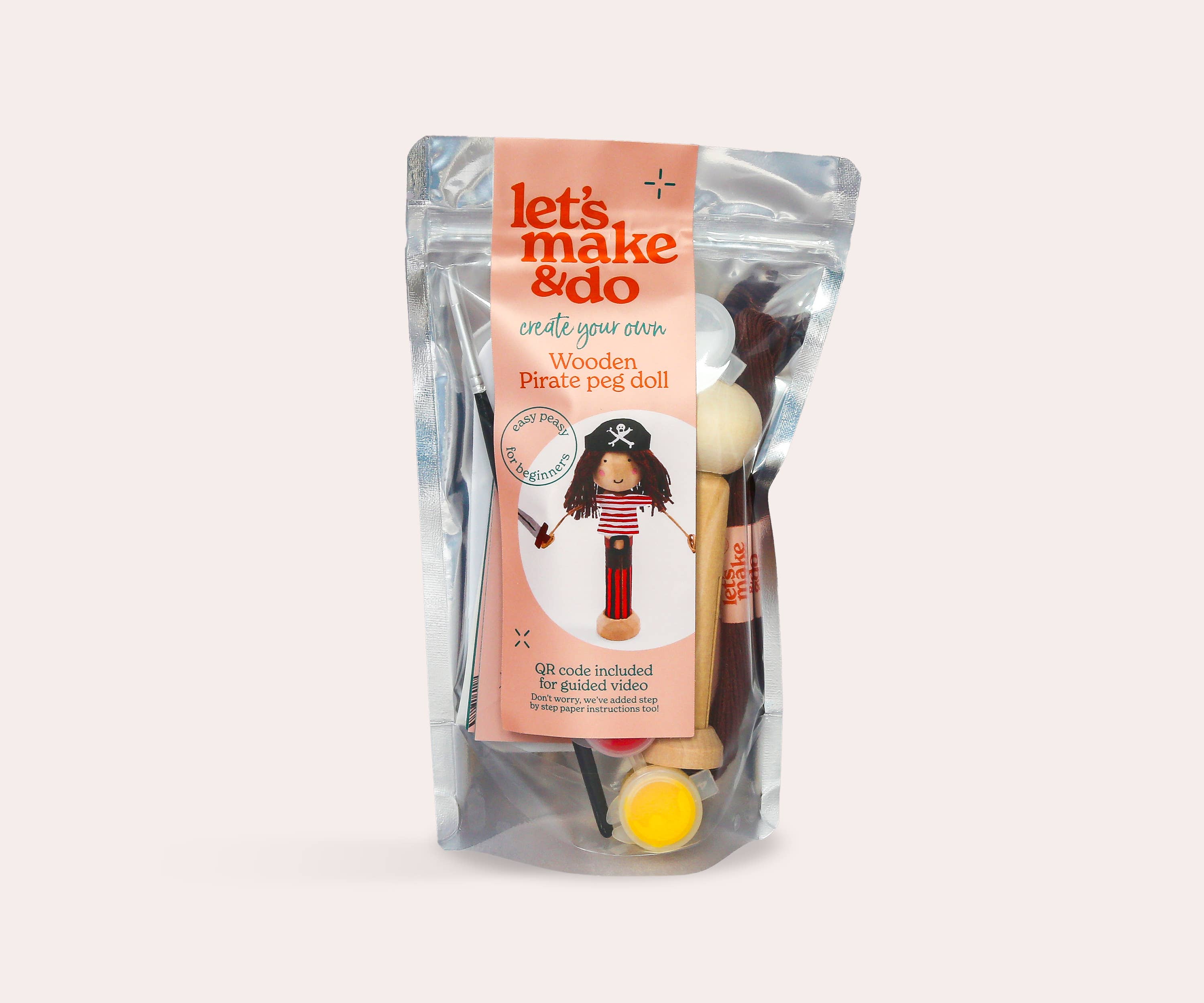 Let's Make & Do - Wholesale Doe-het-zelf-knutselset - Kinderen - Maak Je Eigen Piraten Houten Peg Pop Kit12