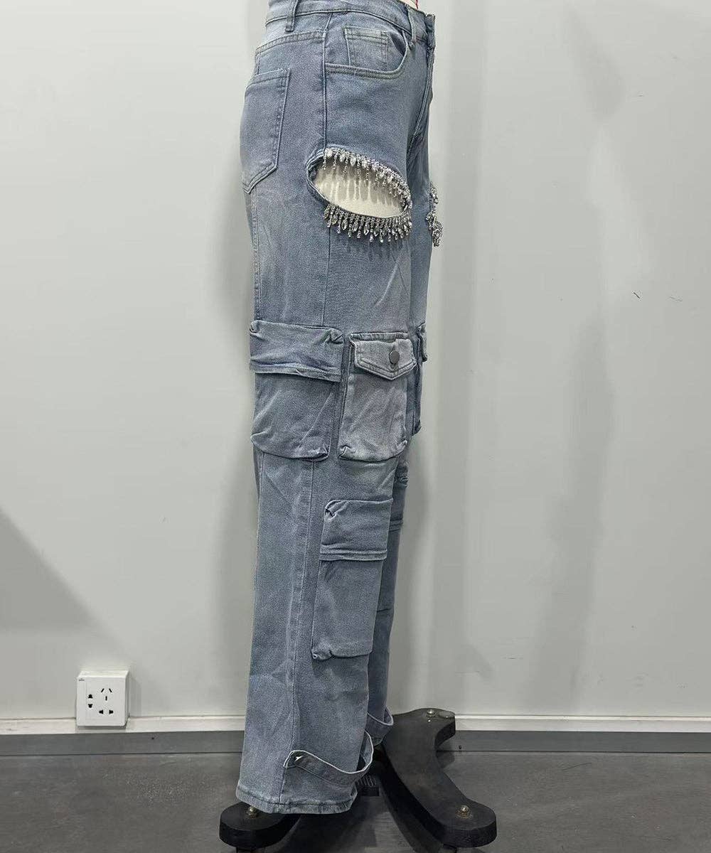 Aria Romance – wholesale Jeans – Women’s – Distressed Wash Cargo Jeans4