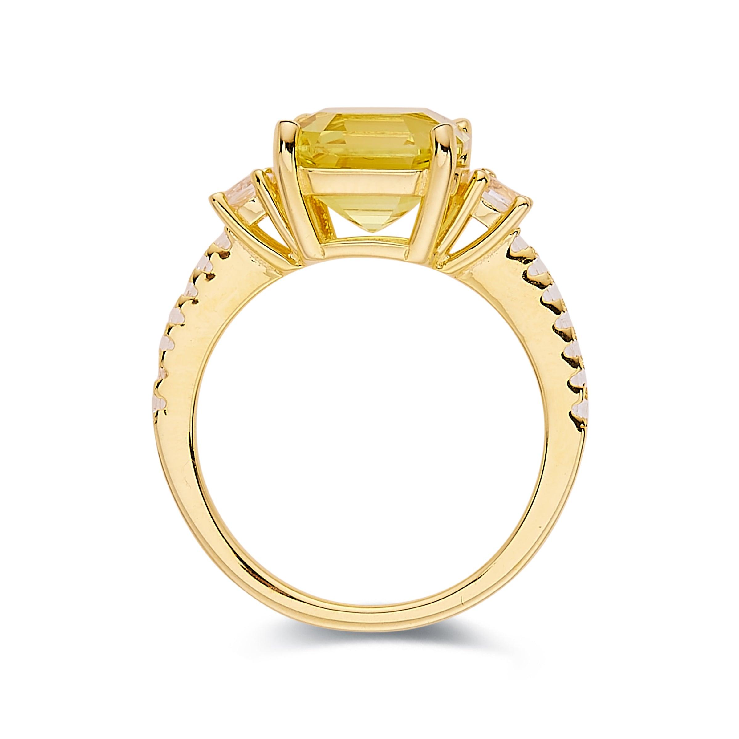 FCJ Jewelry LLC - Wholesale Engagement Ring - Canary Yellow Sapphire Engagement Ring Gold Plated Silver2