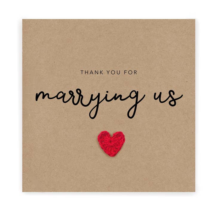 Thank You For Marrying Us Card, Officiant Thank You Card, Vi for wholesale by Fifi's Handcrafted