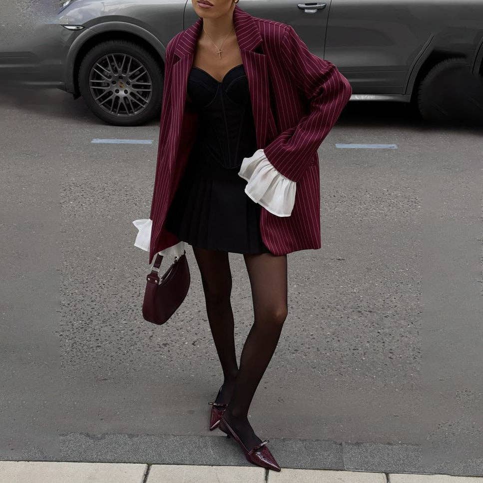 Marayn - Wholesale Blazer - Women's - 2025 NEW Oversized Blazer Chic Stripes Lace and Unique Flair18