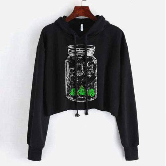 Mason Jar Crop Top Hooded Sweatshirt for wholesale by StonerDays Apparel