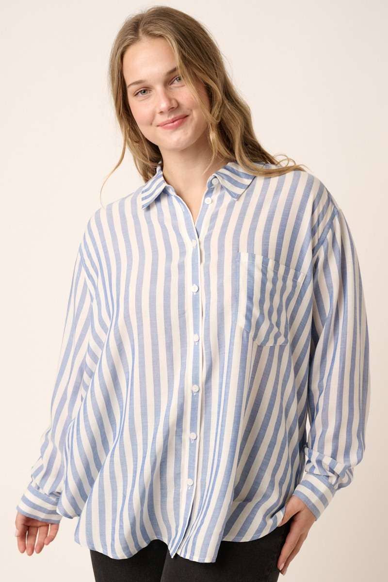 mittoshop – wholesale Buttoned-down shirt – Women's – PLUS STRIPED BUTTON DOWN SHIRT12