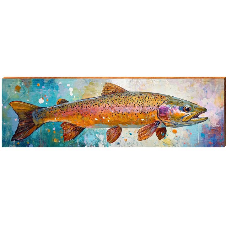 Colorful Rainbow Trout | Wall Art Print on Real Wood for wholesale by Mill Wood Art