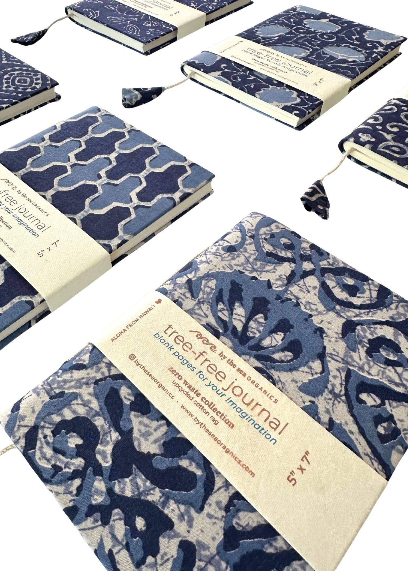 By The Sea Organics - Wholesale Journal/Diary - COTTON JOURNAL INDIGO COLLECTION -  5" x 7"4