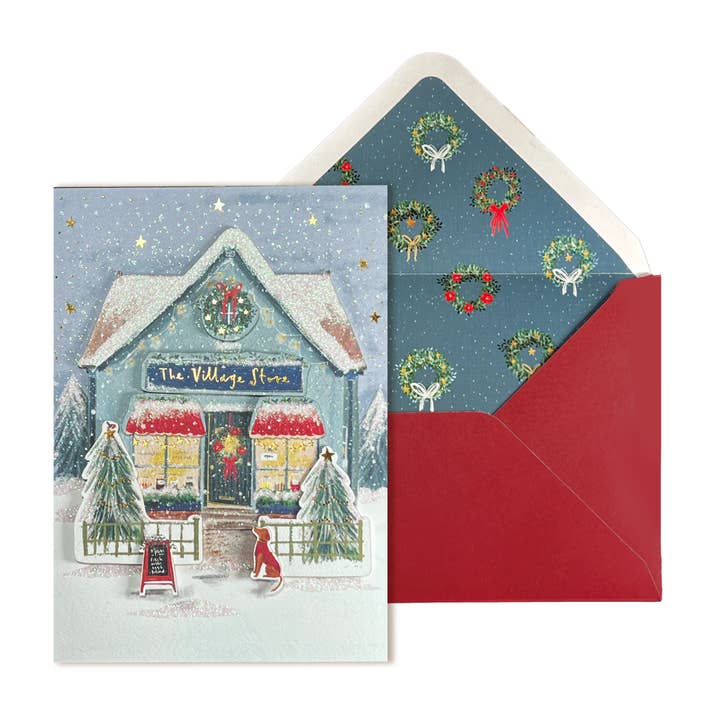 Carte de Noël unique du magasin du village pour la vente par NIQUEA.D