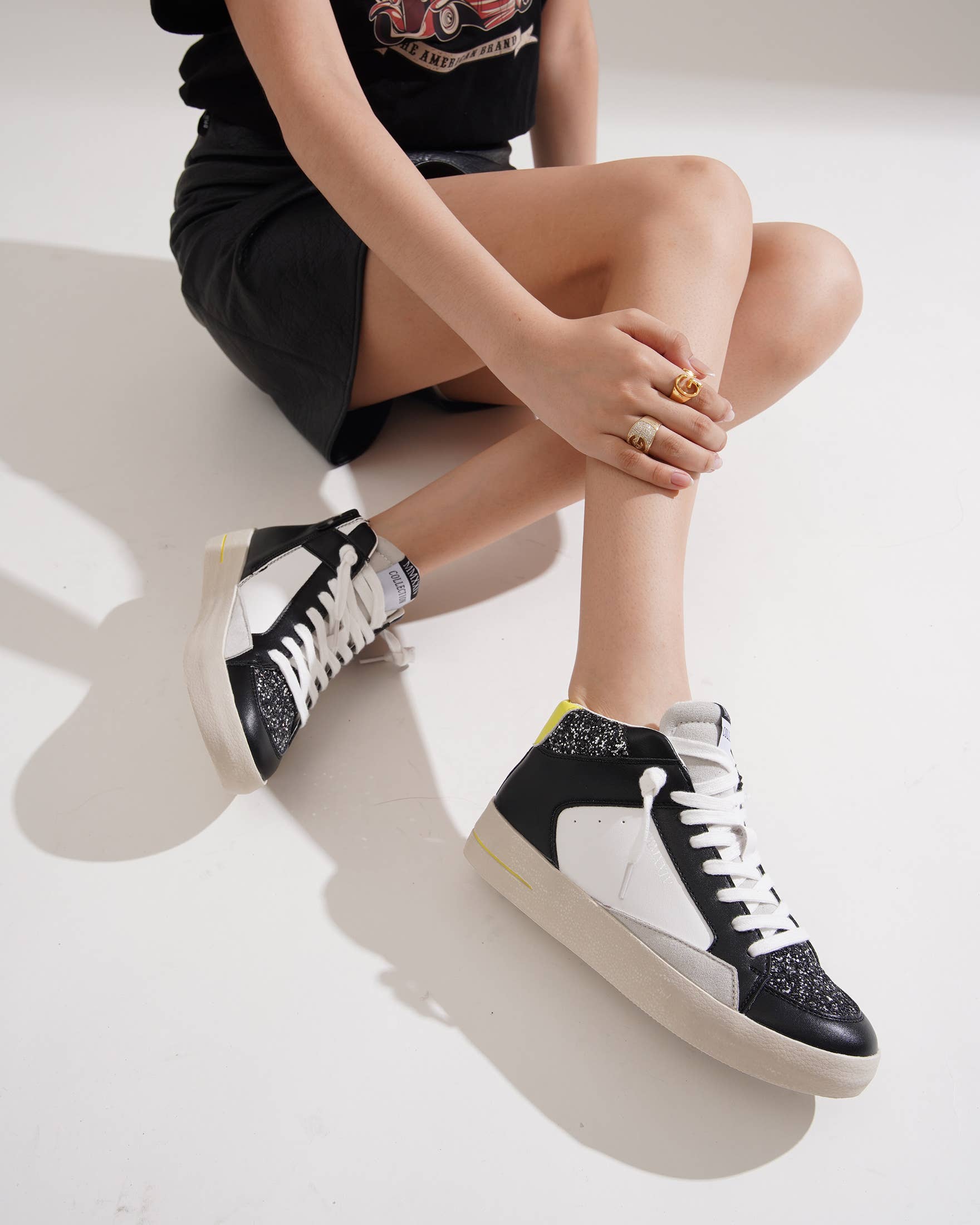 CEREZA - Wholesale Lifestyle Sneakers - Women's - Women's High-cut Platform Sneakers with with glitter detail2