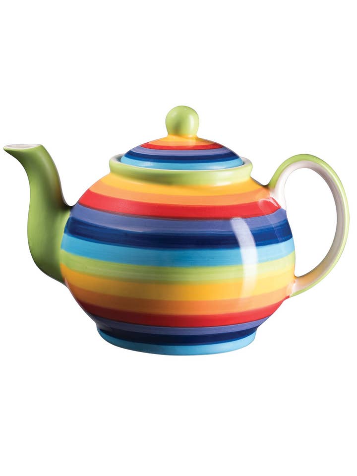 Handpainted Rainbow Stripe Ceramic Large Teapot for wholesale by Namaste