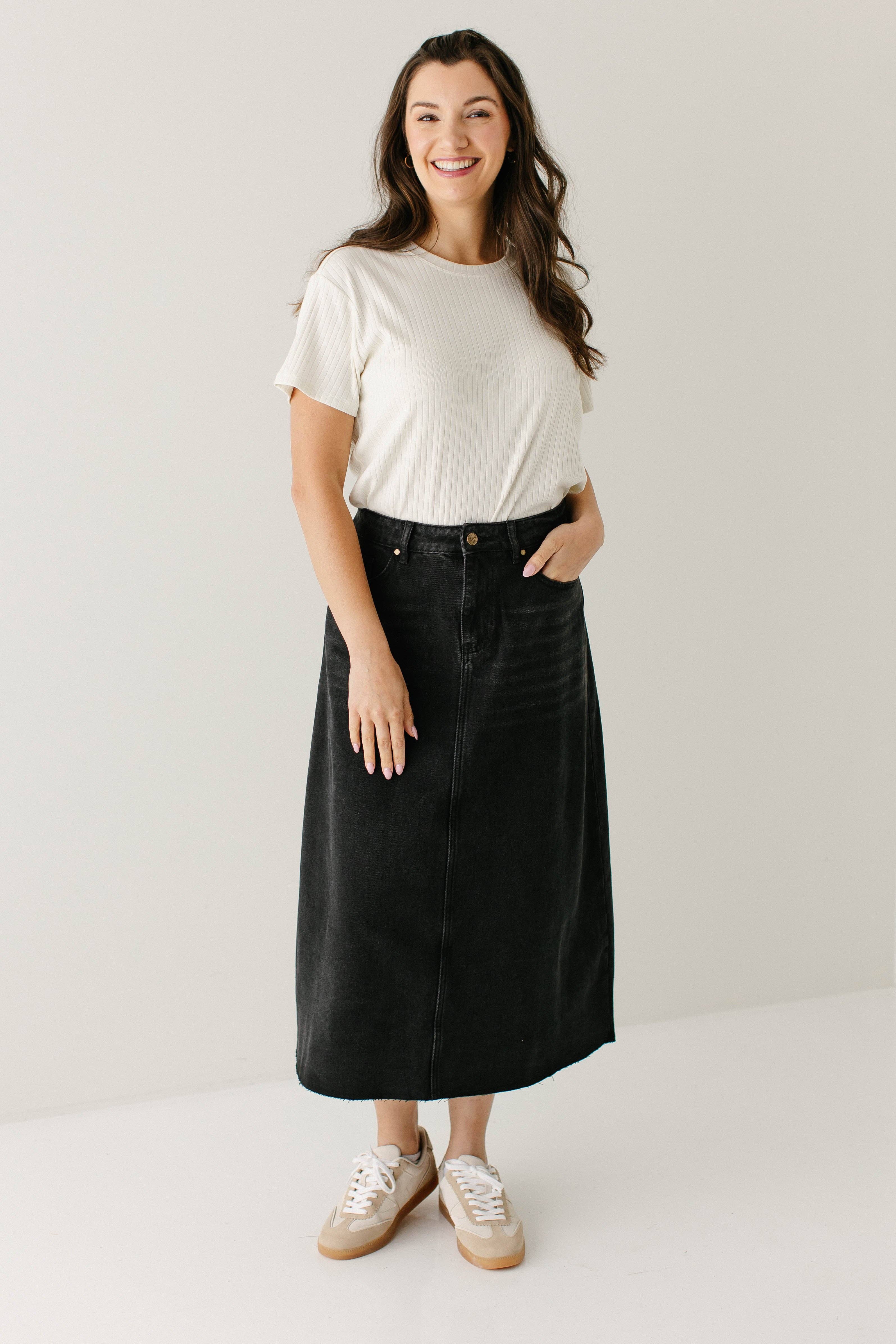 The Main Street Exchange - Wholesale Rok - Dames - 'Brooke' A-lijn denim midirok9