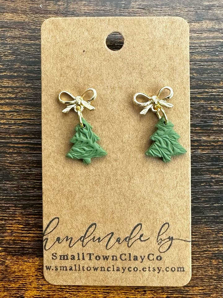 Bow Christmas Tree Dangle for wholesale by SmallTownClayCo