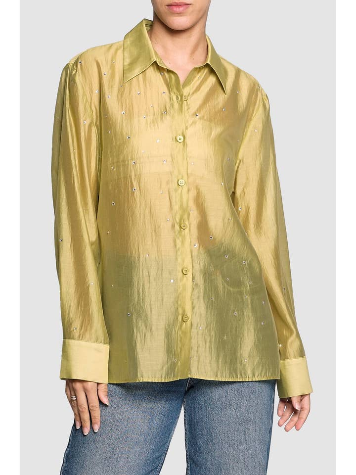 CAMISA ABOTONADA CON STRASS POR TODA PARTE para venta al por mayor de Sans Souci