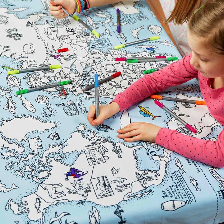 eatsleepdoodle - Wholesale Coloring Tablecloth - Kids & Baby - Kids Crafts - Coloring Tablecloth - World Map