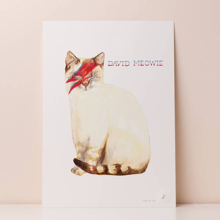 David Meowie Print for wholesale by Mister Peebles