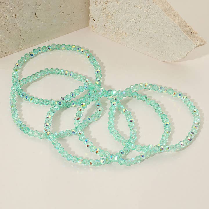 Sensibling Corp. - Wholesale Jewelry Set - 5PCS - Sparkling Faceted Beaded Stackable Stretch Multi Layered Bracelet32