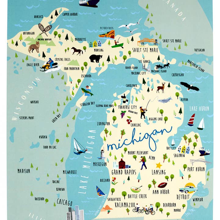Michigan Print Whimsical para venta al por mayor de Galleyware