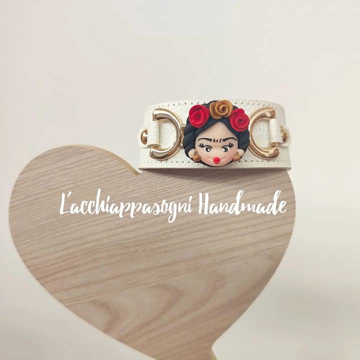 Acchiappasogni Handmade - Wholesale Bangle Bracelet - Frida Kahlo white bracelet