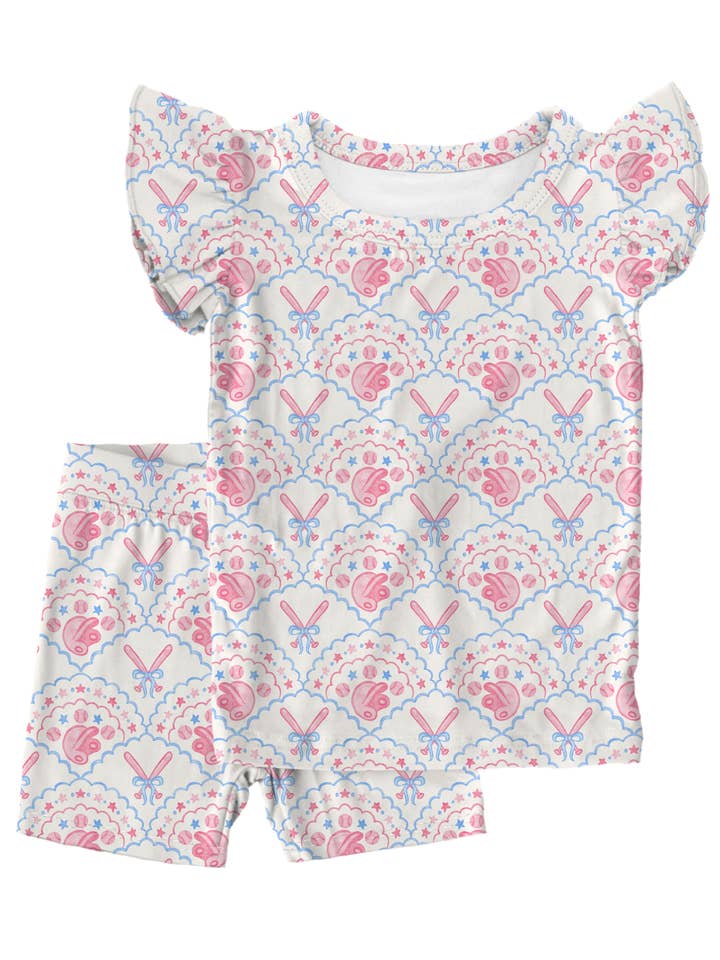 Home Run Honey 2pc Shorts Bamboo Pajamas for wholesale by Wyldhood