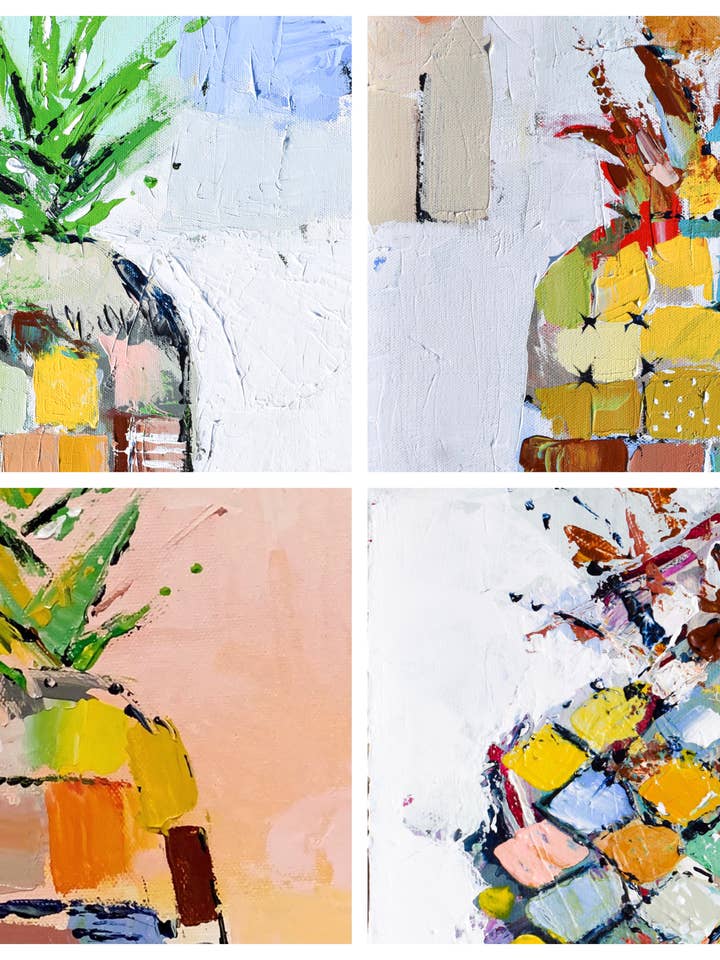 Abstract Pineapple Print Set (4-8x8) for wholesale by The Painted Katie