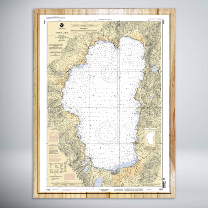 Carte nautique du lac Tahoe (NOAA) pour la vente par Fire & Pine